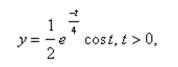 An object weighing pounds is suspended from the ceiling by a steel spring (see figure). The weight is pulled downward (positive direction) from its equilibrium position and re- Leased. The resulting motion of the weight is described by the function where is the distance (in feet) and is the time (in seconds). Use a graphing utility to select the graph of the function.
