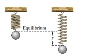  An object weighing  W  pounds is suspended from the ceiling by a steel spring (see figure) . The weight is pulled downward (positive direction)  from its equilibrium position and released. The resulting motion of the weight is described by the function  y = \frac { 1 } { 2 } e ^ { \frac { - t } { 4 } } \cos t , t > 0  where  y  is the distance (in feet)  and  t  is the time (in seconds) . Use a graphing utility to select the graph of the function.    A)    B)    C)    D)    E)    