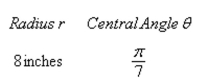  Find the area of the sector of the circle with radius r and central angle  \theta  . Round to two decimal places.    A)   A \approx 114.89  square inches B)   A \approx 16.36  square inches C)   A \approx 28.72  square inches D)   A \approx 12.36  square inches E)   A \approx 14.36  square inches 
