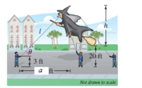  You are holding one of the tethers attached to the top of a giant character balloon in a parade. Before the start of the parade the balloon is upright and the bottom is floating approximately 20 feet above ground level. You are standing approximately  a = 110  feet ahead of the balloon (see Figure) . Round your answer to two decimal places.   Find the height  h  of the balloon if the angle of elevation to the top of the balloon is  35 ^ { \circ }  .  A)   62.02 \mathrm { ft }  B)   63.02 \mathrm { ft }  C)   60.02 \mathrm { ft }  D)   64.02 \mathrm { ft }  E)   61.02 \mathrm { ft }