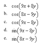 Find the expression as the sine or cosine of an angle.    <div style=padding-top: 35px> 