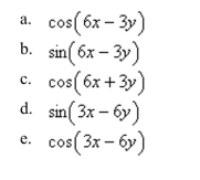 Find the expression as the sine or cosine of an angle.    <div style=padding-top: 35px> 