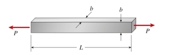  titanium bar (  ( E = 100 \mathrm { GPa } , v =0.33 )  \text { with square cross section } ( b = 75 \mathrm {~mm} )  \text { and length } L = 3.0 \mathrm {~m} \text { is }  subjected to tensile load P = 900 kN. The increase in volume of the bar is approximately:    A)   1400 \mathrm {~mm} ^ { 3 }  B)   3500 \mathrm {~mm} ^ { 3 }  C)   4800 \mathrm {~mm} ^ { 3 }  D)   9200 \mathrm {~mm} ^ { 3 }   