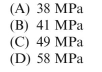 A hollow aluminum shaft (   52 mm) has an angle of twist per unit length of 1.8°   /m due to torques T. The resulting maximum tensile stress in the shaft is approximately:    <div style=padding-top: 35px> 
