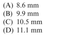 A thin-walled spherical tank has a diameter of 0.75 m and an internal pressure of 20 MPa. The yield   stress in tension is 920 MPa, the yield stress in shear is 475 MPa, and the factor of safety is 2.   of elasticity is 210   Poisson's ratio is 0.28, and maximum normal strain is   The minimum permissible thickness of the tank is approximately:    <div style=padding-top: 35px> 