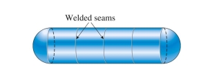  A cylindrical tank is assembled by welding steel sections circumferentially. Tank diameter is 1.5 m, thick- ness is 20 mm, and internal pressure is 2.0 MPa. The maximum shear stress in the heads is approximately:  2.0 \mathrm { MPa }     A)   19 \mathrm { MPa }  B)   23 \mathrm { MPa }  C)   33 \mathrm { MPa }  D)   35 \mathrm { MPa }   