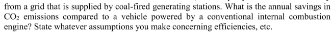 An electric vehicle owner drives 25,000 km per year and uses electricity