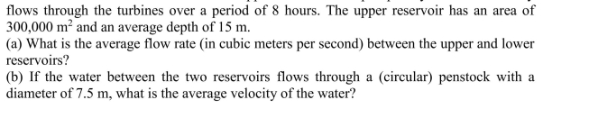 The total volume of the upper reservoir of a pumped hydroelectric facility