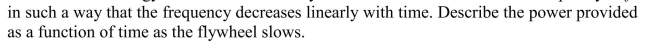 Energy is extracted from a flywheel with an initial rotational frequency of