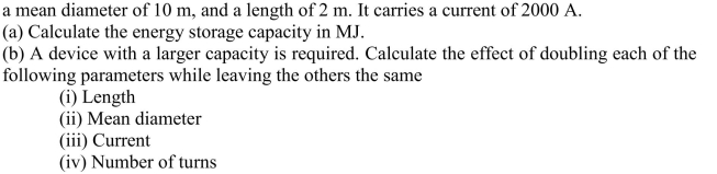 A superconducting magnetic energy storage coil has 10,000 turns of wire,