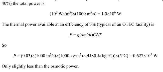 For a total osmotic power of 1    