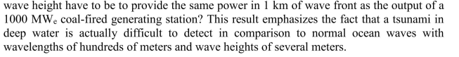 If a tsunami in deep water has a period of 10 minutes, what would the