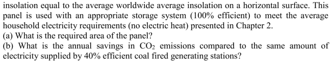 A photovoltaic panel with an efficiency of 19% receives an average  <div style=padding-top: 35px> 