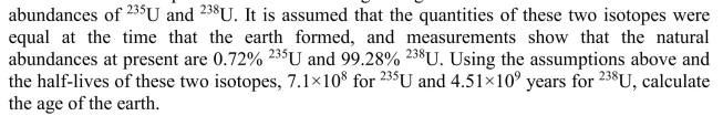 A simple method of calculating the age of the earth is based on the natural