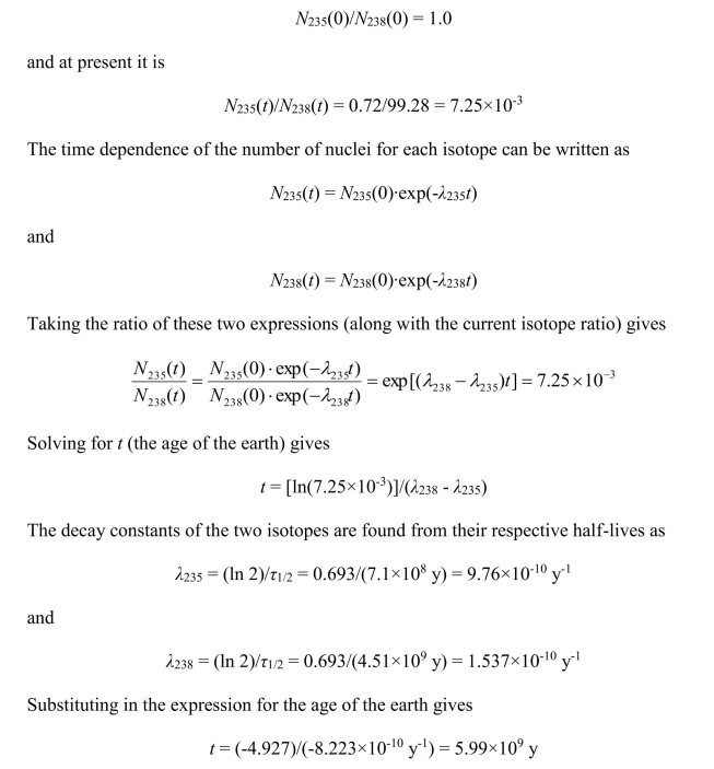At the time the earth was created the ratio of uranium isotopes was 64   65 66