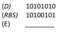 What is the encrypted form of the following binary data sequence using the random binary sequence shown?
