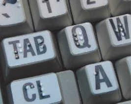   -The keys on the keyboard shown in the accompanying figure contain Braille overlays. _________________________