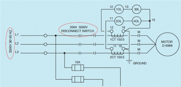 Figure 21-2    -The accompanying figure indicates that the motor is connected to a 2300-volt ____________________ phase 60 hertz power line.