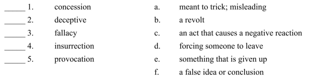 Fill in the letter of the definition that matches best. Use each letter only once.  <div style=padding-top: 35px> 