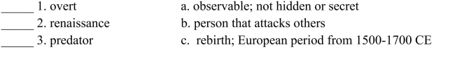 Fill in the letter of the definition that matches best. Use each letter only once.  <div style=padding-top: 35px> 
