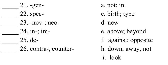 Fill in the letter of the word that best fits in each sentence. Use each letter only once.    