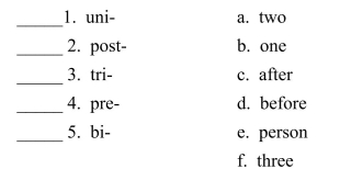 Fill in the letter of the definition that matches best. Use each letter only once.  <div style=padding-top: 35px> 