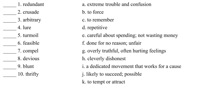 Fill in the letter of the definition that matches best. Use each letter only once.  <div style=padding-top: 35px> 