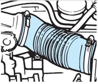 The component shown (shaded)  has a crack or split in it. What would this cause?   A)  Allow false air into the engine B)  Poor running in a forward gear but OK in reverse C)  Either A or B D)  Neither A nor B