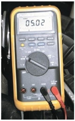 A TP sensor is being backprobed. The meter reading shows that the technician is measuring ________.   A)  Idle voltage B)  WOT voltage C)  Reference voltage D)  Signal voltage