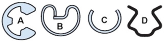 Which of these is called an  e-clip ?   A) A B) B C) C D) D