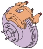 What type of brake system is pictured below?   A) Transmission brake B) Drum brake C) Disc brake D) Reverse brake