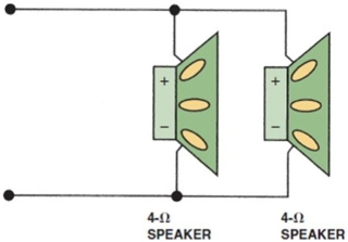 These speakers have a combined impedance of ________.   A) 8 ohms B) 12 ohms C) 16 ohms D) 2 ohms