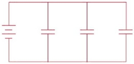 <strong>This schematic shows ________. </strong> A)Capacitors in parallel B)Batteries in parallel C)A diode trio D)Capacitors in series