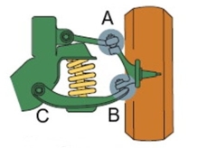 In this illustration, which ball joint is the load carrying ball joint?   A) A B) B C) C D) None of these