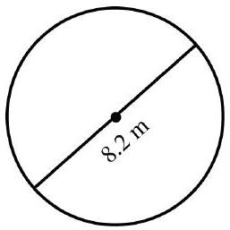  in the next problems, use 3.14 as the approximate value for  \pi  if needed. Round your answers to the nearest tenth when necessary. -Find the radius.    