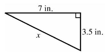 in the next problems, find the unknown length(s). Round your answer(s) to the nearest tenth when necessary. In the second Problem, assume that the triangles are similar. - 
