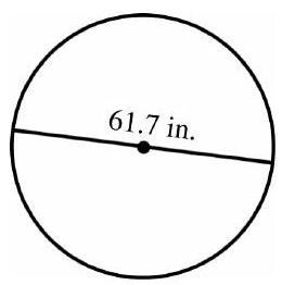  in the next problems, use 3.14 as the approximate value for  \pi  if needed. Round your answers to the nearest tenth when necessary. -Find the radius.    