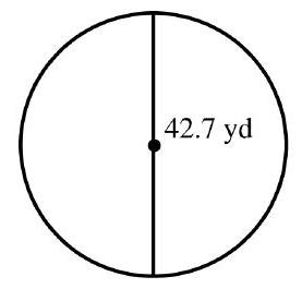  in the next problems, use 3.14 as the approximate value for  \pi  if needed. Round your answers to the nearest tenth when necessary. -Find the radius.    