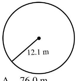  in the next problems, use 3.14 as the approximate value for  \pi  if needed. Round your answer to the nearest tenth when necessary. -Find the circumference.   A)   76.0 \mathrm{~m}  B)   24.2 \mathrm{~m}  C)   38.0 \mathrm{~m}  D)   459.7 \mathrm{~m}