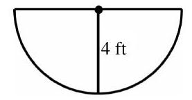  in the next problems, find the area of each figure. -  A)   50.2 \mathrm{ft}^{2}  B)   25.1 \mathrm{ft}^{2}  C)   12.6 \mathrm{ft}^{2}  D)   \quad 39.4 \mathrm{ft}^{2}