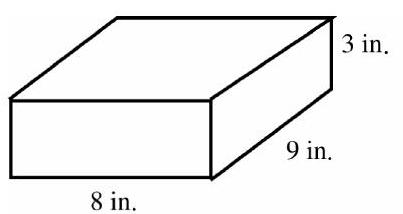  in the next problems, find the volume of each figure. -  A)   20 \mathrm{in}^{3}  B)  72 in  ^{3}  C)  216 in  ^{3}  D)   27 \mathrm{in}^{3}