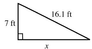  in the next problems, find the unknown length(s) . Round your answer(  s  )  to the nearest tenth when necessary. In the second Problem, assume that the triangles are similar. -  A)   x=308.2 \mathrm{ft}  B)   x=210.2 \mathrm{ft}  C)   x=14.5 \mathrm{ft}  D)   x=17.6 \mathrm{ft}