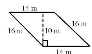  in the next problems, find the perimeter and area of each figure. -   14 \mathrm{~m}  A)   P=30 \mathrm{~m}, A=160 \mathrm{~m}^{2}  B)   P=30 \mathrm{~m}, A=140 \mathrm{~m}^{2}  C)   P=60 \mathrm{~m}, A=160 \mathrm{~m}^{2}  D)   P=60 \mathrm{~m}, A=140 \mathrm{~m}^{2}
