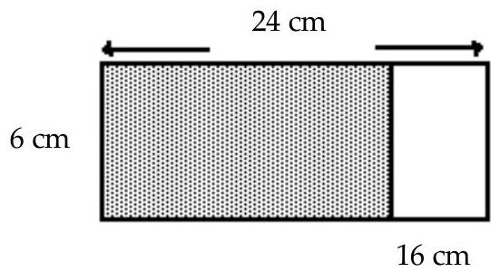 Find the area of the shaded region. -  A)  58 square centimeters B)  384 square centimeters C)  48 square centimeters D)  144 square centimeters