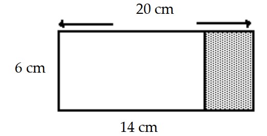 Find the area of the shaded region. -  A)  120 square centimeters B)  46 square centimeters C)  280 square centimeters D)  36 square centimeters
