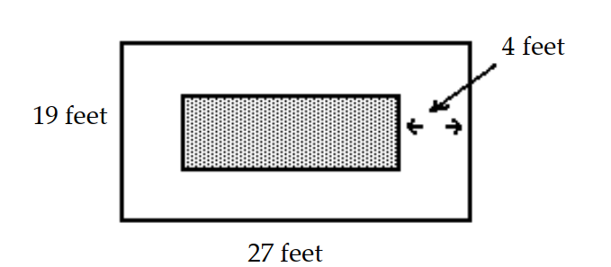 Find the area of the shaded region. -  A)  505 square feet B)  497 square feet C)  209 square feet D)  219 square feet