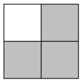  Identify a fraction or mixed number that represents the shaded part of the figure. -  A)   \frac{1}{3}  B)  3 C)   \frac{3}{4}  D)   \frac{1}{4}