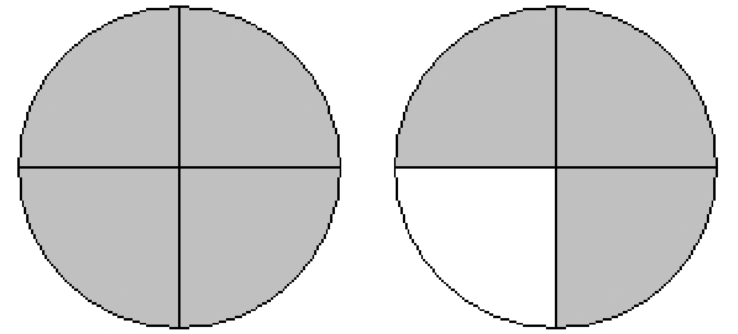  Identify a fraction or mixed number that represents the shaded part of the figure. -  A)   \frac{3}{4}  B)   1 \frac{3}{4}  C)   \frac{1}{7}  D)   \frac{7}{8}