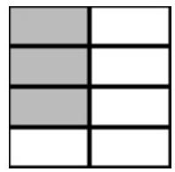  Provide an appropriate response. -What fraction of the diagram is shaded?   A)   \frac{3}{8}  B)   \frac{3}{4}  C)   \frac{1}{4}  D)   \frac{3}{10}