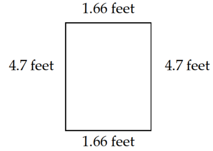 Solve. -Find the distance around (perimeter of)  the figure below.   A)  4.26 feet B)  7.802 feet C)  6.36 feet D)  12.72 feet